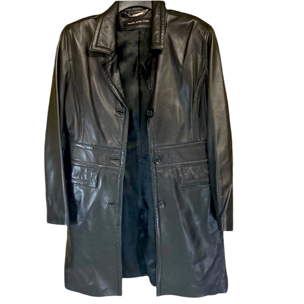 Andrew Marc Leather Trench Blazer (Y2K vintage)